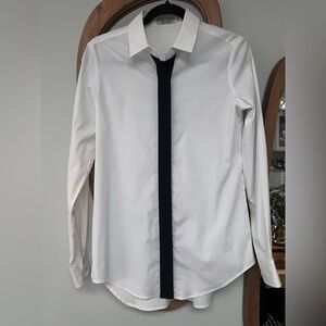 Elegant White Blouse with Black Accent